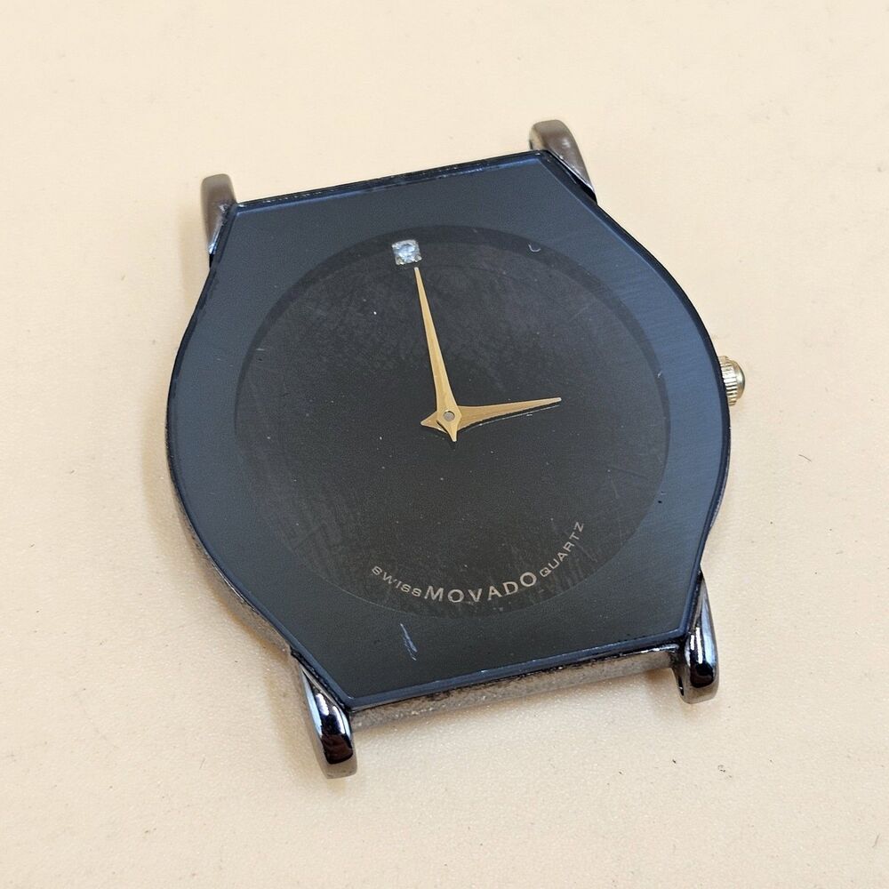 Vintage Movado Museum Diamond 18k Gold Plated Swiss Made Quartz Ladies Watch For